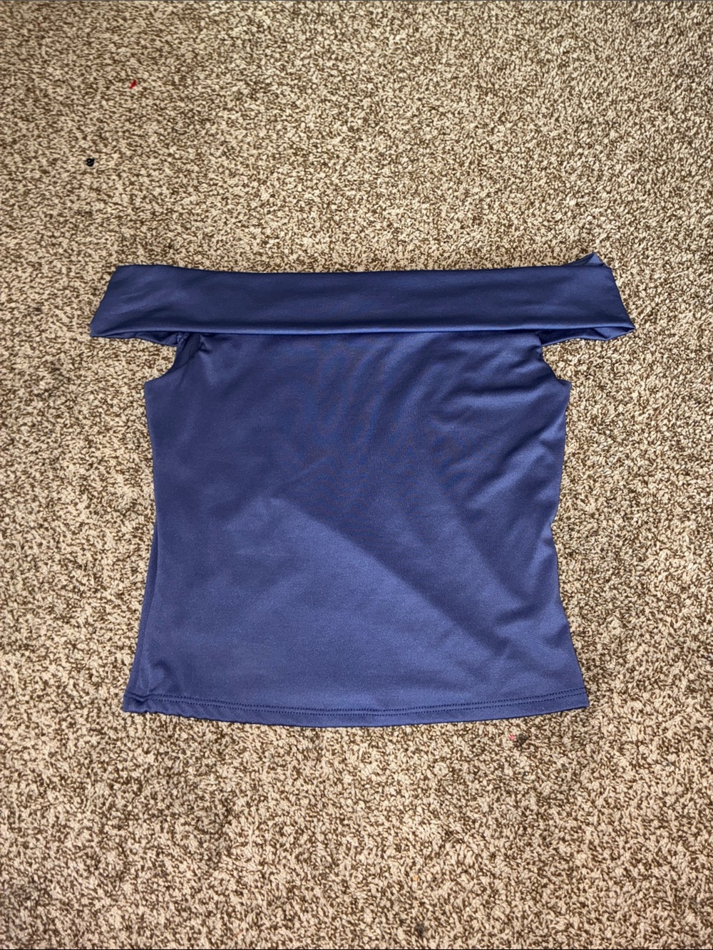 gaze Off-Shoulder Deep Blue Crop Top